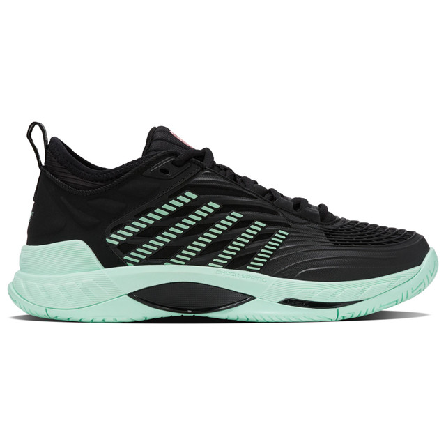 K-Swiss Women's Hypercourt Supreme 2 Tennis Shoe (Black/Neon Mint)