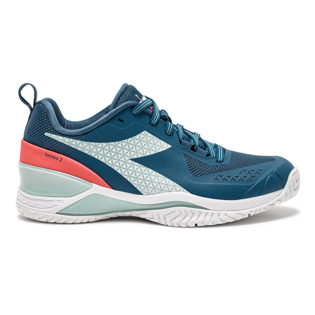 Diadora Women's Blushield Torneo 2 All Ground Tennis Shoe. (Size 10, Legion Blue/White/Surf Spray) (No Original Box)