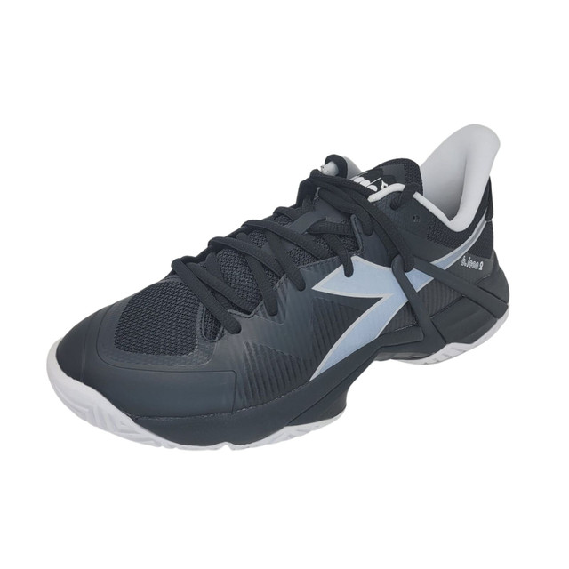 Diadora Men's B.Icon 2 All Ground Tennis Shoe (Black/Silver/White)