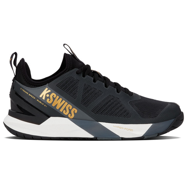 K-Swiss K-Frame Speed Rublo Tennis Shoe (Moonless Night/Blanc de Blanc/Gold)