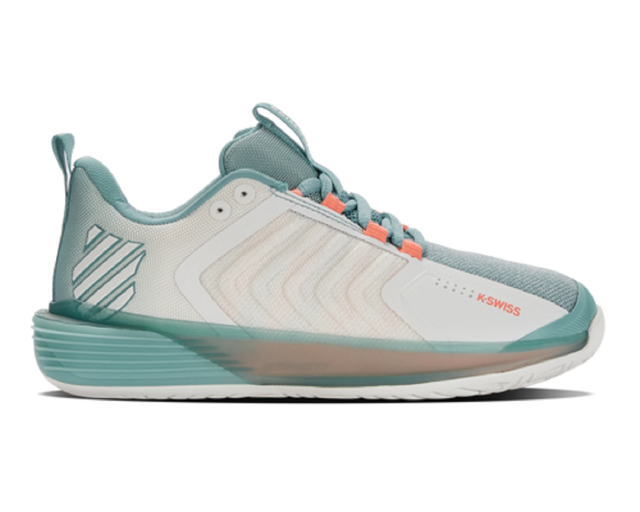 K-Swiss Women's Ultrashot 3 Tennis Shoe, Size 11 (Blanc De Blanc/Nile Blue/Desert Flower)