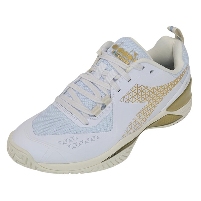 Diadora Women's Blushield Torneo 2 All Ground Tennis Shoe. (White/Gold)
