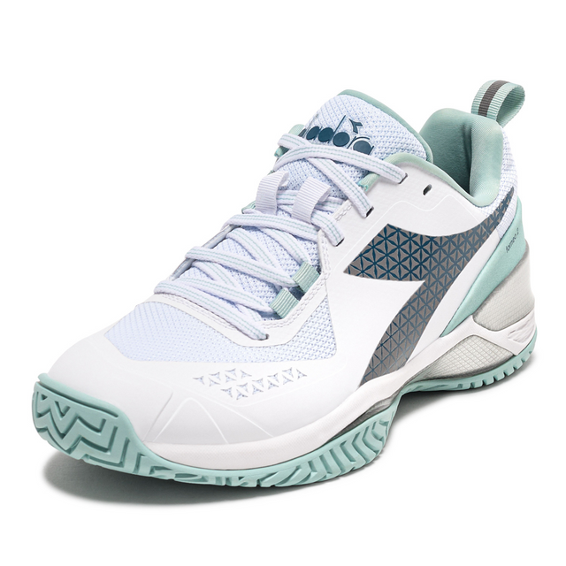 Diadora Women's Blushield Torneo 2 All Ground Tennis Shoe. (White/Legion Blue/Surf Spray)