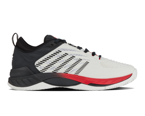 K-Swiss Men's Hypercourt Supreme 2 Tennis Shoe (Bright White/Stretch Limo/High Risk Red)