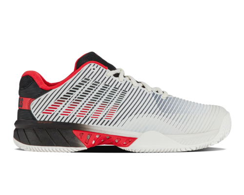 K-Swiss Men's Hypercourt Express 2 HB (Clay) Tennis Shoe (Bright White/Stretch Limo/High Risk Red)