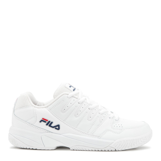 FILA Men's Double Bounce Pickleball Shoe (White/FILA Navy/FILA Red)