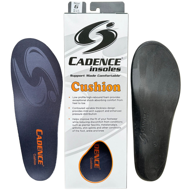 Cadence Insoles Cushion | Pair | Arch Support | Plantar Fasciitis Relief | High-Rebound Foam | Trim-to-Fit