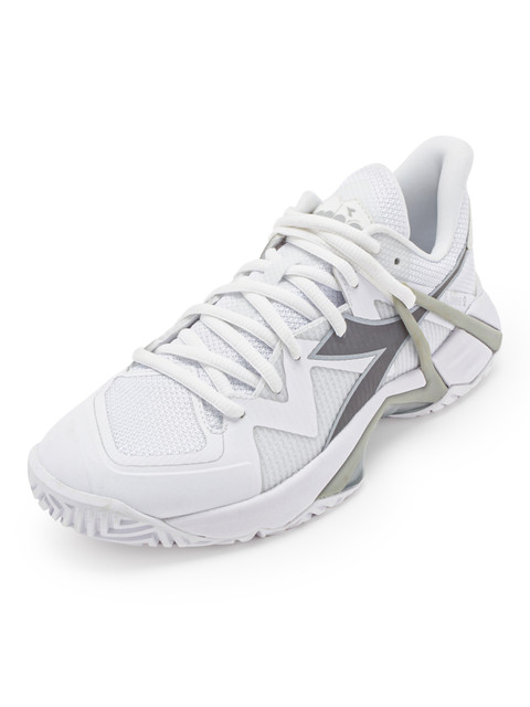 Diadora Women's B.Icon 2 All Ground Tennis Shoe (White/Silver)
