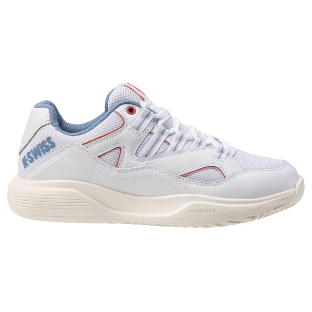 K-Swiss Women's Tura Team Pickleball Shoe (White/Faded Denim/Dubarry).