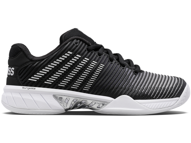 K-Swiss Women's Hypercourt Express 2 Tennis Shoe (Black/White/Silver)
