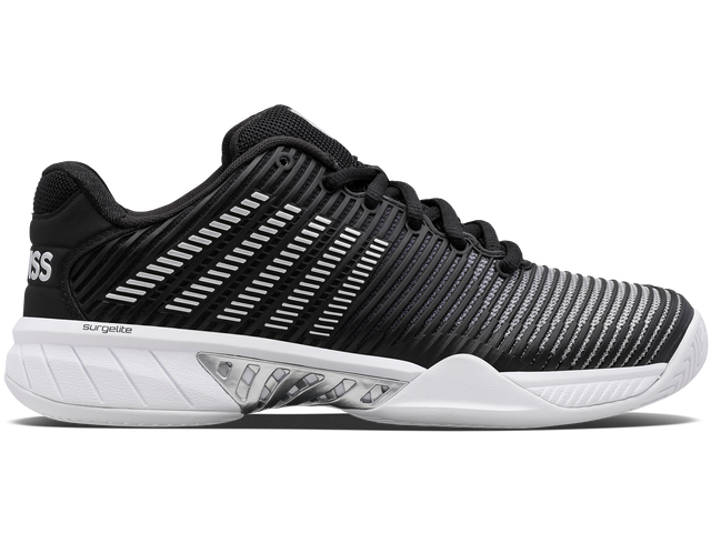 K-Swiss Women's Hypercourt Express 2 Tennis Shoe (Black/White/Silver)