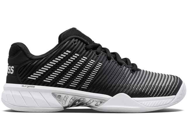 K-Swiss Women's Hypercourt Express 2 Tennis Shoe (Black/White/Silver)