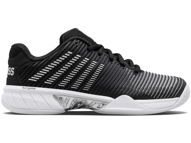 K-Swiss Women's Hypercourt Express 2 Tennis Shoe (Black/White/Silver)