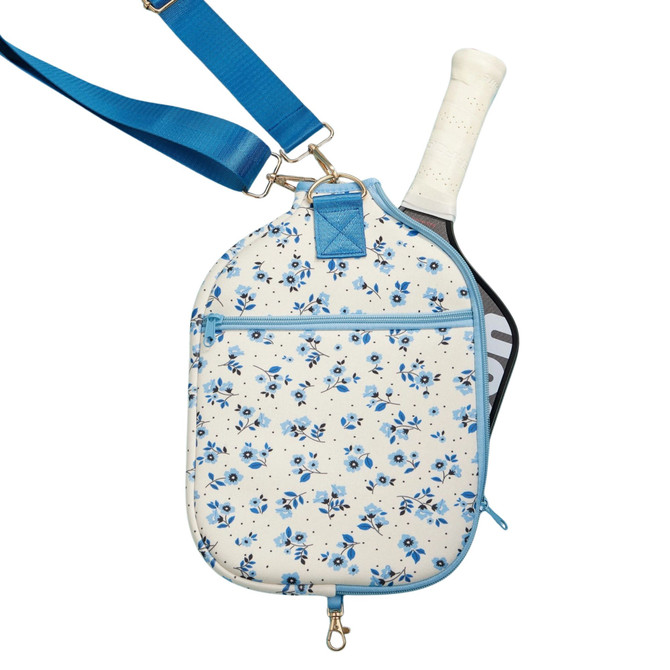 Stone & Stitch Neoprene Pickleball Paddle Bag (Blue Floral)