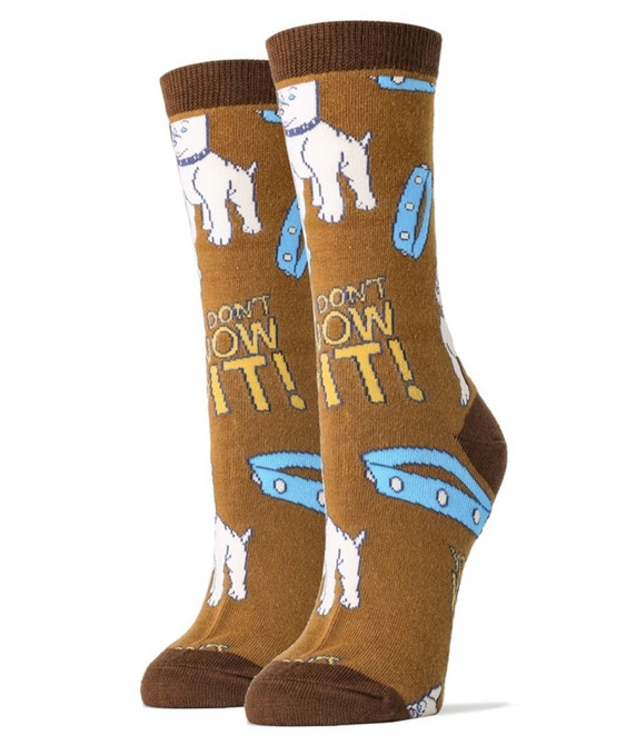 Oooh Yeah!  Womens Cotton Crew Socks (Don't Know Pit)