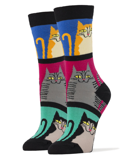 Oooh Yeah! Womens Cotton Crew Socks (Mod Meow)