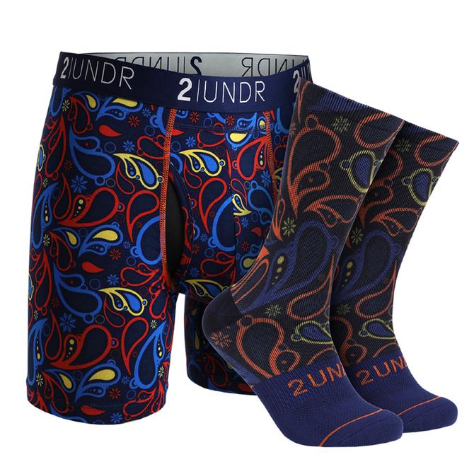 2UNDR Men's Swing Shift Boxer Brief- Groove Sock Pack