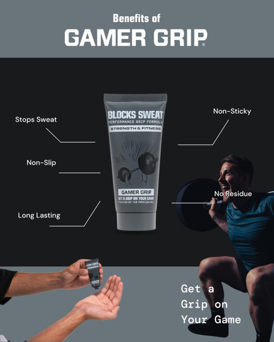 Gamer Grip Strength & Fitness Cream for Sweaty Hands - Chalk-Free Liquid Formula Grip Cream for Weightlifting, Climbing, Golf, Gymnastics Grips & Pole, Sweat Control for Instant Dry Hands, Made in USA