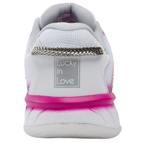 K-Swiss/Lucky In Love Women's Hypercourt Express 2 Tennis Shoe (White/Mulberry/Silver) 