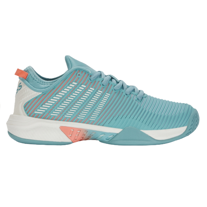 K-Swiss Women's Hypercourt Supreme Tennis Shoe (Nile Blue/Blanc De Blanc/Desert Flower)