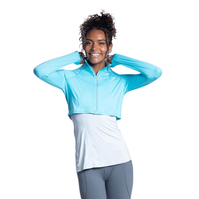 BloqUV Women's UPF 50+ Sun Protection Active Full Zip Crop Top Jacket.