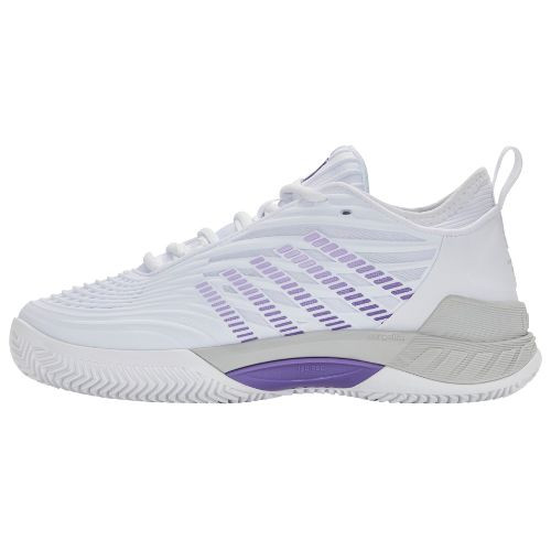K-Swiss Women's Hypercourt Supreme 2 Clay Tennis Shoe (White/Lunar Rock/Purple Haze)
