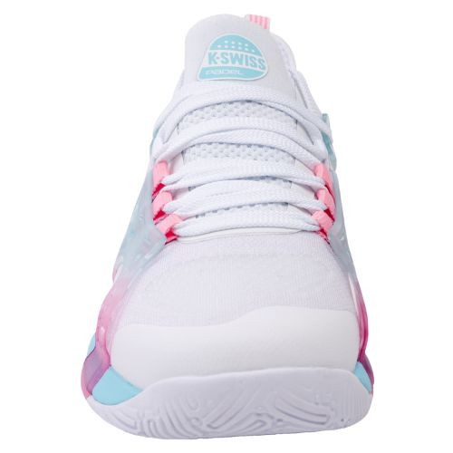 K-Swiss Women's K-Frame Padel Tennis Shoe (White Soft Neon Blue Neon Bubble Gum).