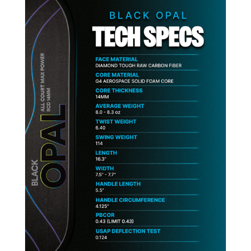 Six Zero Black Opal 14mm Pickleball Paddle