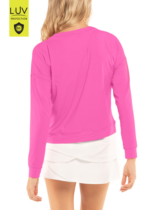Lucky in Love Women’s Hype Long Sleeve Top – Lightweight UPF 50+ Athletic Shirt, Breathable Performance Top for Tennis, Golf & Workout