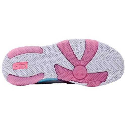 K-Swiss Women's K-Frame Padel Tennis Shoe  (White/Soft Neon Blue/Neon Bubble Gum)