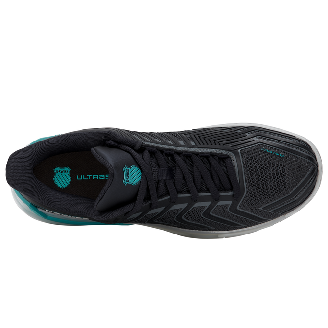 K-Swiss Men's Ultrashot 4 Tennis Shoe (Carbon/Blanc de Blanc/Baltic)