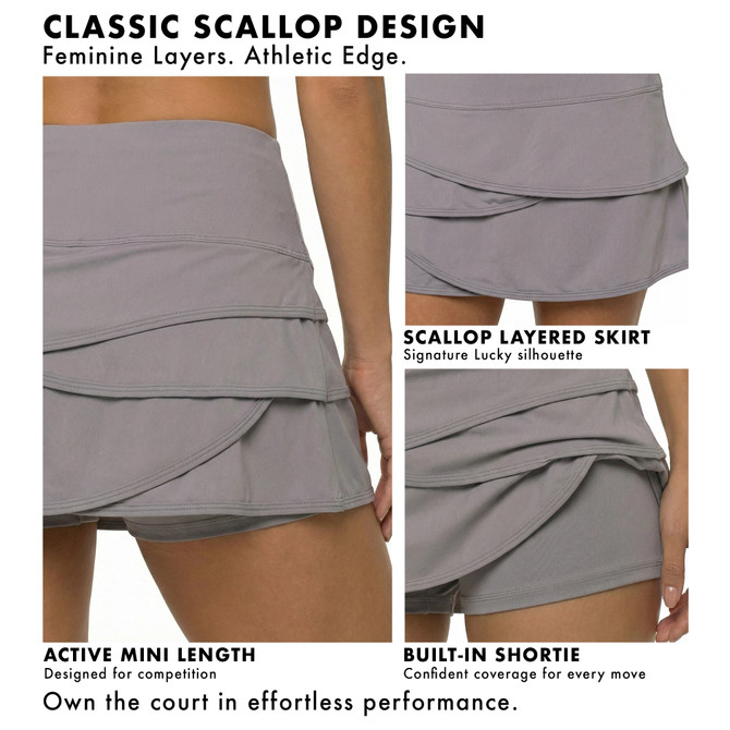 Lucky in Love Womens Scallop Tennis Skirt, Premium Moisture-Wicking Athletic Skort for Tennis, Pickleball, Padel & Workout