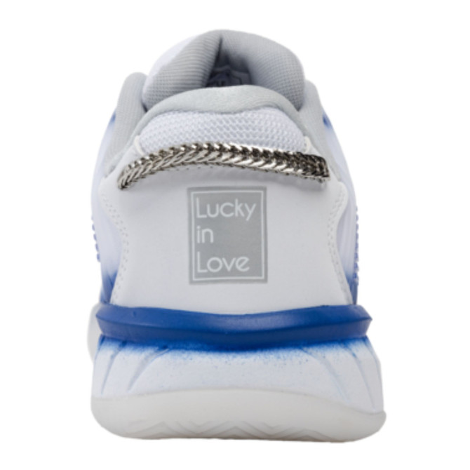 K-Swiss/Lucky In Love Women's Hypercourt Express 2 Tennis Shoe (White/Electric Blue/Silver)