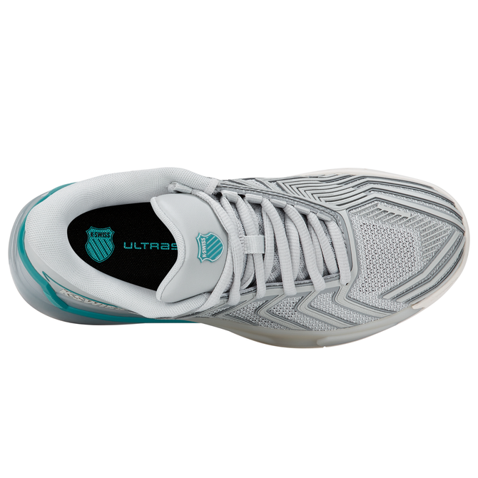K-Swiss Women's Ultrashot 4 Tennis Shoe (Glacier Gray/Baltic/Blanc de Blanc)