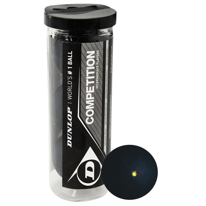 Dunlop Competition Squash Balls | Yellow Dot | 3 Ball Tube