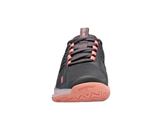 K-Swiss Women's Ultrashot 3 Tennis Shoe (Size 6, Asphalt/Peach Amber/White) (No Original Box)
