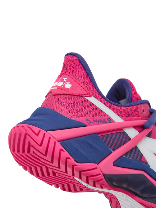 Diadora Women's B.Icon 2 All Ground Tennis Shoe (Size 7.5, Pink Yarrow/White/Blueprint) (No Original Box)