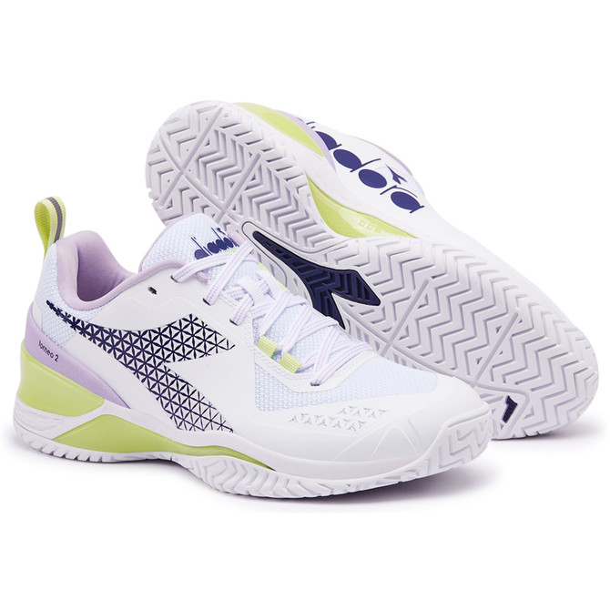 Diadora Women's Blushield Torneo 2 All Ground Tennis Shoe (Size 11.5, White/Astral Aura) (No Original Box)