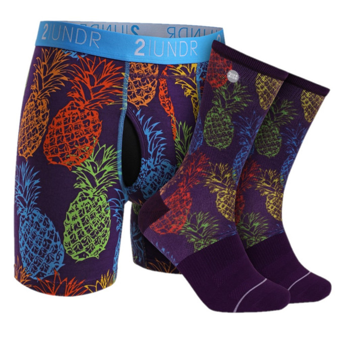 2UNDR Men's Swing Shift Boxer Brief- Groove Sock Pack