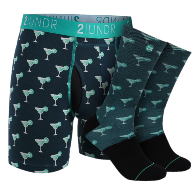 2UNDR Men's Swing Shift Boxer Brief- Groove Sock Pack