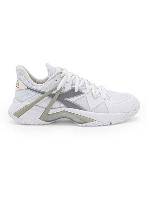 Diadora Women's B.Icon 2 All Ground Tennis Shoe (Size 11.5, White/Silver) (No Original Box)