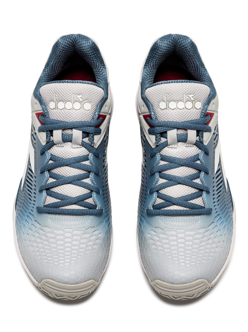 Diadora Men's Speed Competition 7+ All Ground Tennis Shoe (Size 7.5 Silver/Oceanview/White) (No Original Box)