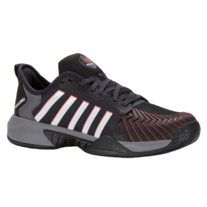 K-Swiss Men's Pickleball Supreme (Size 8.5 Jet Black/Steel Gray/Spicy Orange) (No Original Box)