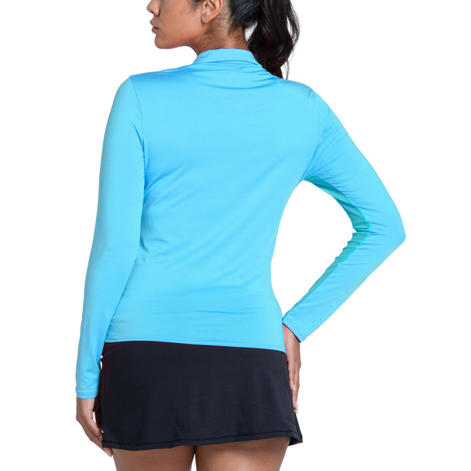 Lucky in Love Women’s Free Play Zip Long Sleeve Top – UPF 50+ LUV Lightweight Mock Neck Athletic Shirt with Mesh Panels   