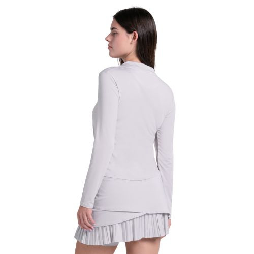 Lucky in Love Women’s Free Play Zip Long Sleeve Top – UPF 50+ LUV Lightweight Mock Neck Athletic Shirt with Mesh Panels   