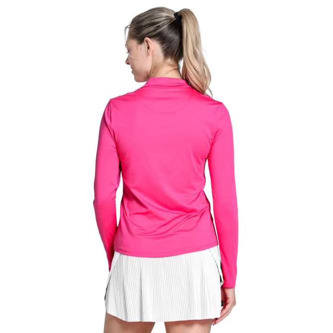 Lucky in Love Women’s Free Play Zip Long Sleeve Top – UPF 50+ LUV Lightweight Mock Neck Athletic Shirt with Mesh Panels   