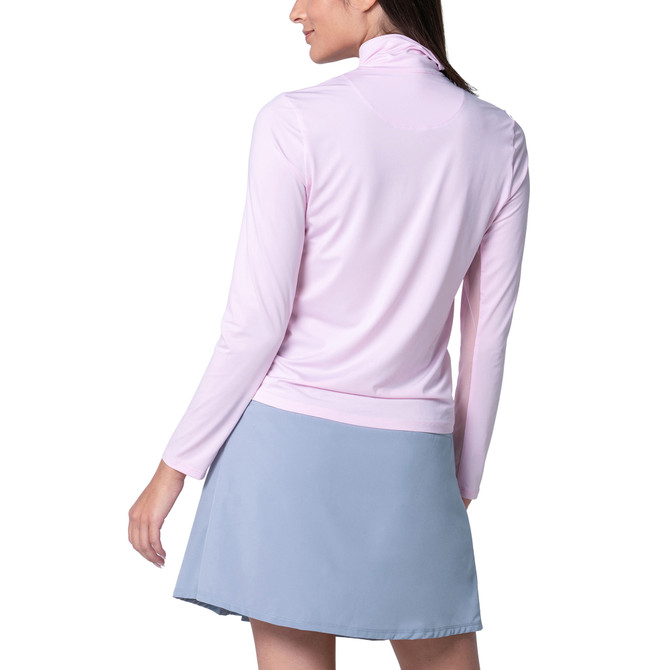 Lucky in Love Women’s Free Play Zip Long Sleeve Top – UPF 50+ LUV Lightweight Mock Neck Athletic Shirt with Mesh Panels   