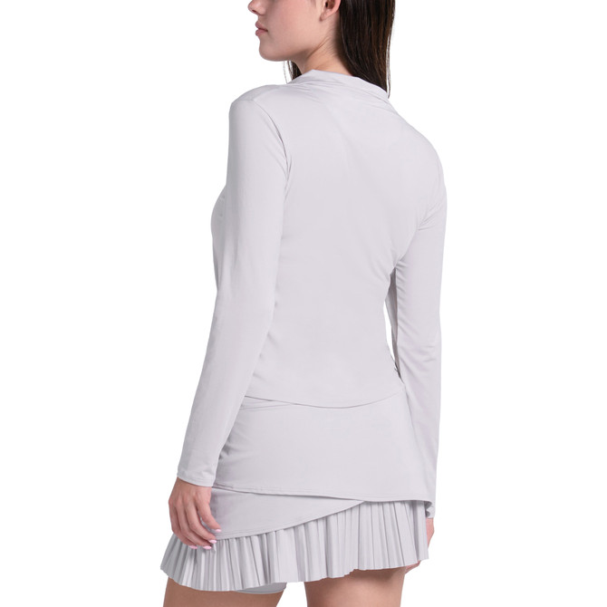 Lucky in Love Women’s Free Play Zip Long Sleeve Top – UPF 50+ LUV Lightweight Mock Neck Athletic Shirt with Mesh Panels   