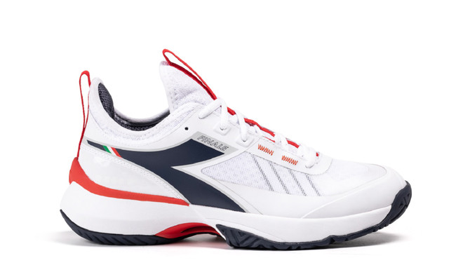 Diadora Men's Finale All Ground Tennis Shoe (Size 14.5, White/Blue/Fiery Red) (No Original Box)