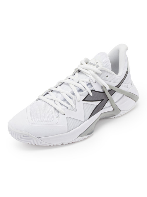 Diadora Men's B.Icon 2 All Ground Tennis Shoe (White/Silver, 7)